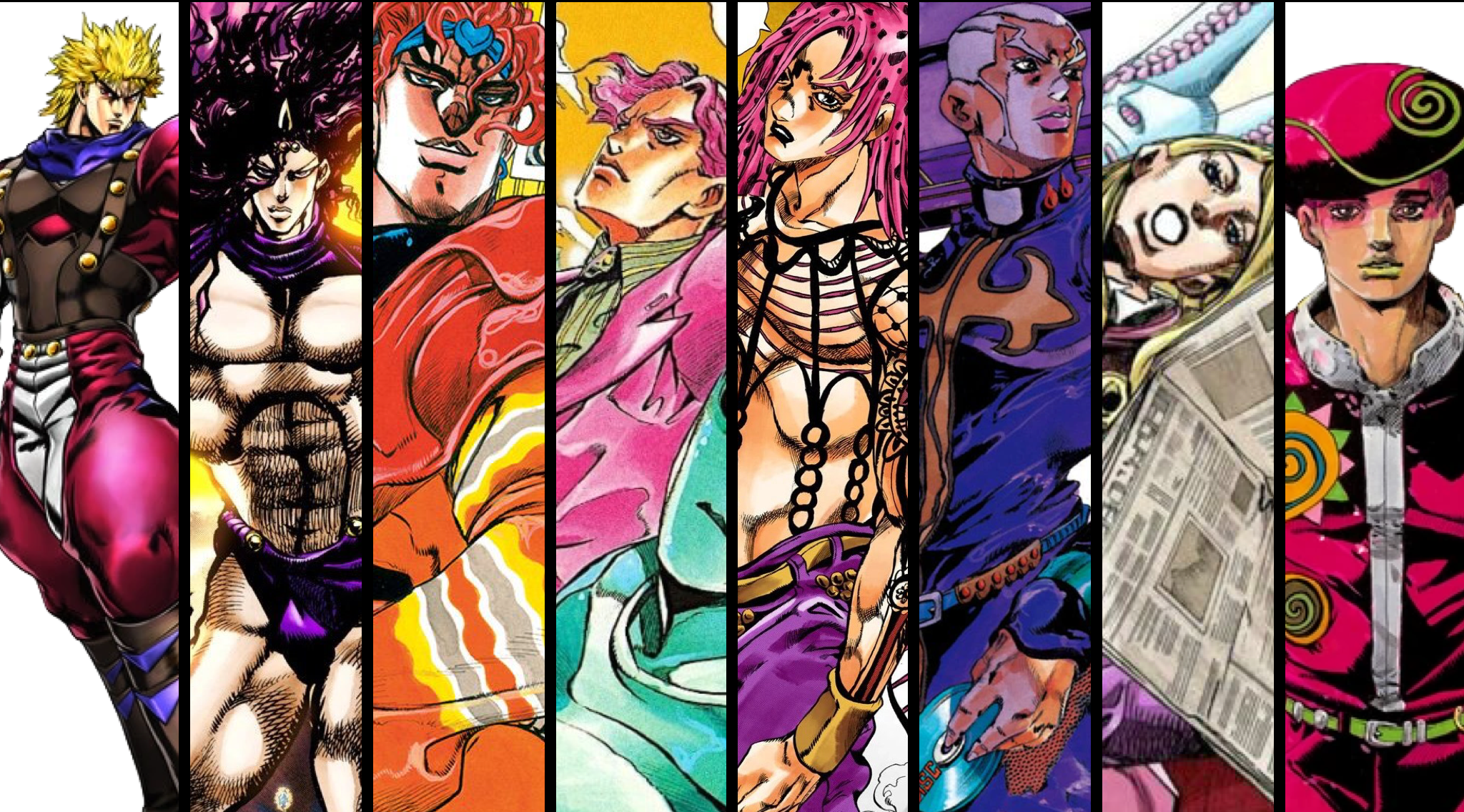 Jojo bizarre adventure 5. Jojo Villains. All Jojo Villains. Злодеи Джоджо. Джо Джо зладей 4 сезогна.